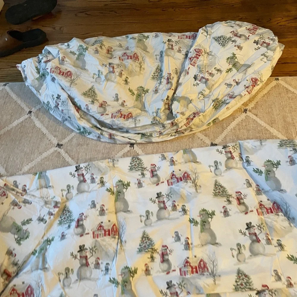 Pottery barn snowman full size sheet set